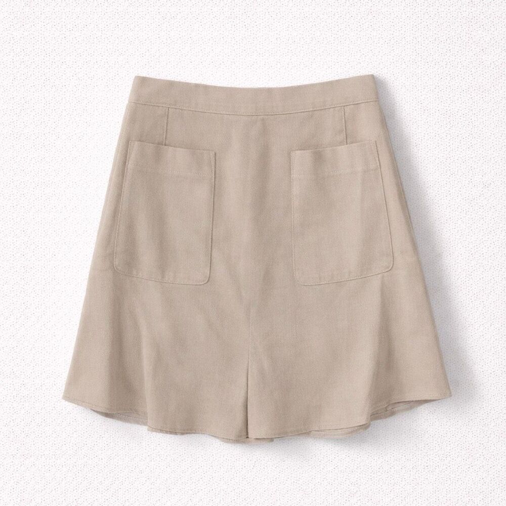Kensie Light Beige Midi Skirt Women’s Size 6 Pocket Detail Neutral